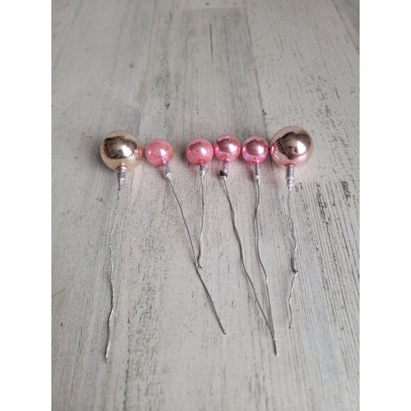 Vintage Mercury pink ball branch pick ornament glass Xmas - Picture 1 of 12